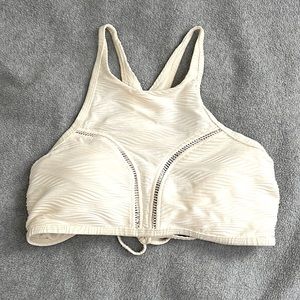 White High Neck Tie Back Women’s Medium Swimsuit Bikini Top